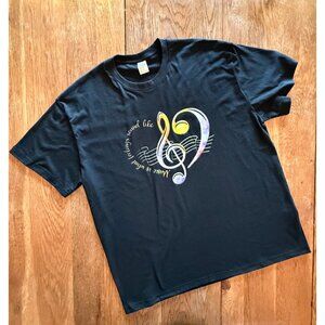 Music Graphic T Shirt Mens 2XL Womens 3XL Treble Clef Heart Quote Cotton USA